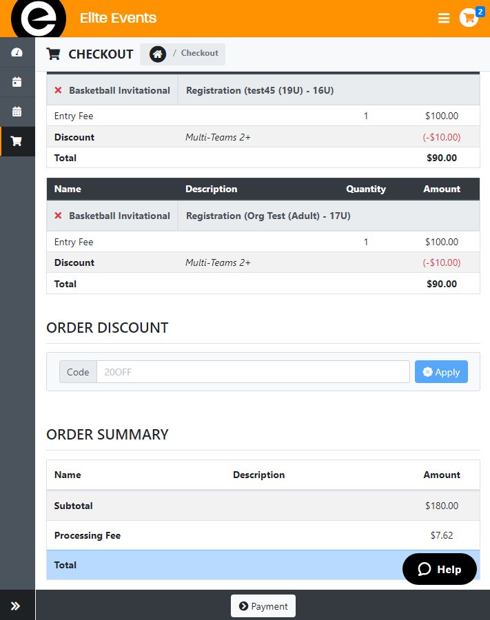 Event, Tournament, League Registration Registration Software