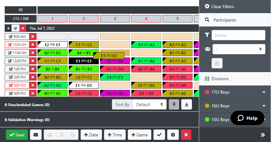 Event, Tournament, League Scheduling Software